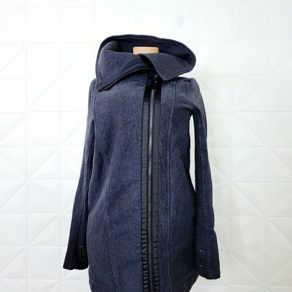 Lululemon Women's Heathered Black Virasana Blanket Wrap Full-Zip Jacket Size 12 - Picture 2 of 11